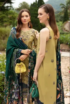 RAMSHA - Andaaz Luxury Lawn – OLIVE GREEN UNSTITCHED